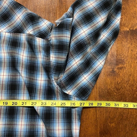 Wrangler Western Ranch Pearl Snap Plaid Blue White Red Men's Size XXL - Picture 6 of 7